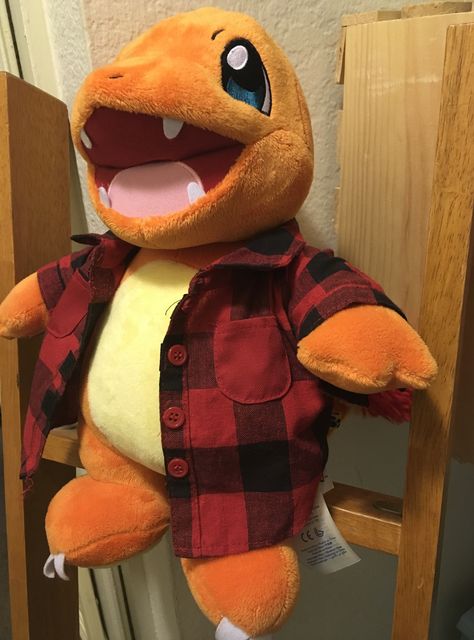 Charmander Stuffed Animal, Build A Bear Pokemon, Toy Aesthetic, Charmander Plush, Pokémon Plush, Bear Pokemon, Pokemon Ideas, Pokemon Charmander, Checkered Top