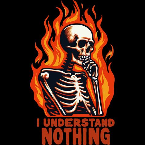 Skeleton, I Understand Nothing is a Men's T-Shirt designed by katzura to illustrate your life and is available at Design By Humans Skeleton Tshirt Design, I Understand Nothing, Skeleton Tshirt, T-shirt Print Design, Cool Shirt Designs, Flame Art, Artist Branding, Skeleton Art, Shirt Print Design