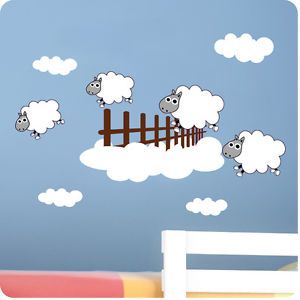 Baby Room Wall Stickers, Sheep Nursery, Lamb Nursery, Sheep Wall Art, Flower Nursery Decor, Nursery Stickers, Childrens Bedroom, Murals For Kids, Counting Sheep