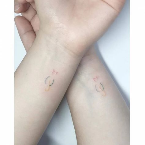 Matching Cat Tattoos, Cat Face Tattoos, Cat Paw Tattoos, Playground Tattoo, Cat Portrait Tattoos, Maching Tattoos, Small Tattoos For Women, Matching Cat, Heart Tattoo Wrist