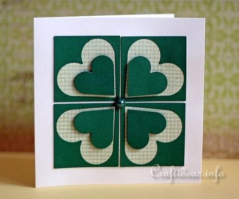 Clover Card, St Patricks Day Cards, Homemade Card, Good Luck Cards, Irish Pride, St Pats, St Patrick's Day Crafts, Art Carte, Spring Cards