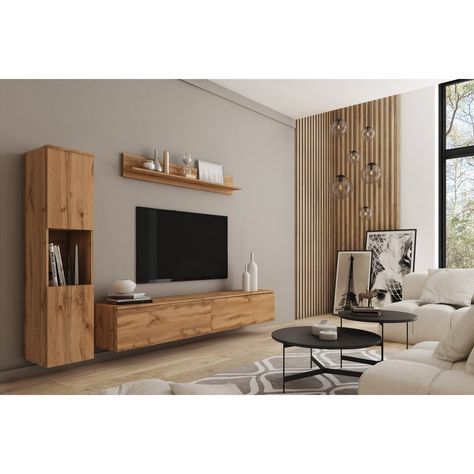 Oak Furniture Living Room, Media Walls, Oak Tv Unit, Wall Trends, Living Room Wall Designs, Modern Living Room Wall, House Redesign, Tv Unit Design, Tv Wall Design