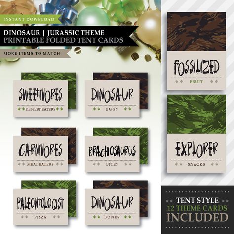 Dinosaur Snacks, Theme Snack, Dino Theme, Food Table, Tent Cards, Buffet Food, Sweet Notes, Personalized Invitations, Custom Party