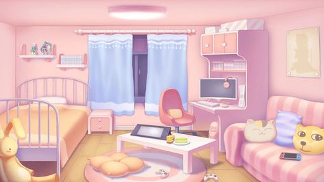 Here Fm Room Backgrounds, Vtuber Setup, Complex Drawing, Bg Texture, Anime Houses, Line Art Lesson, Coloring Template, Bedroom Cartoon, Cute Pink Background