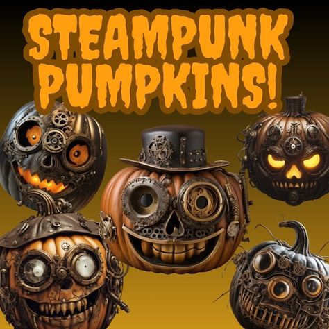 Steampunk Pumpkin, Gears And Cogs, Steampunk Halloween, Pumpkin Illustration, Halloween Charms, Halloween Diy Crafts, Create Diy, Retro Futuristic, Art Bundle