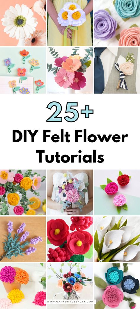 25+ DIY Felt Flower Tutorials — Gathering Beauty Felt Patterns Free, Felt Crafts Flowers, Crafty Flowers, Felt Flower Template, Easy Felt Crafts, Felt Flowers Patterns, Felt Flower Garland, Flower Projects, Felt Flower Tutorial