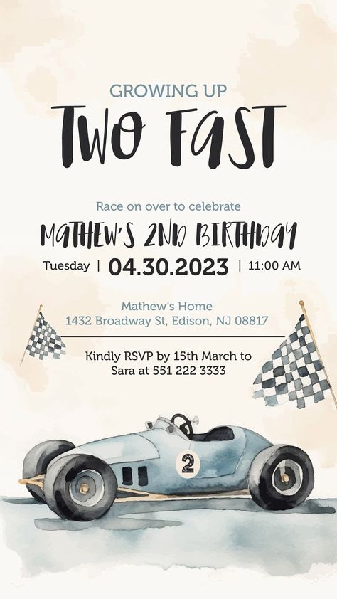 TWO Fast Birthday Invite Race Car Party 2nd Birthday Invite - Etsy Vintage Two Fast Birthday, Two Fast Birthday Party Invitations, Two Fast Birthday Theme, Car Invitation Template, 2 Fast Birthday Invitations, Two Fast Two Furious Birthday, Two Fast Birthday Invitation Template, 2 Fast Birthday Party Invitation, Two Fast Birthday Party Boy