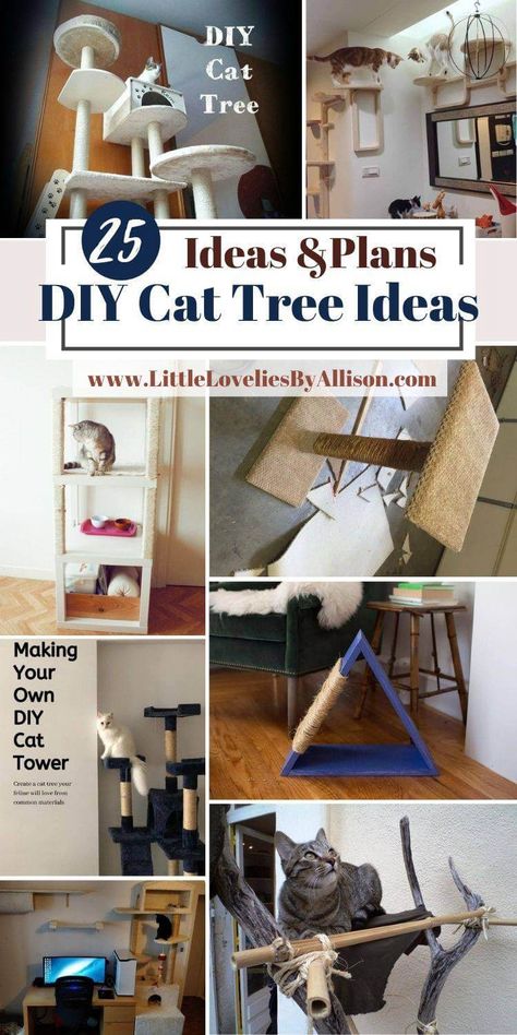 Diy Small Cat House, Small Cat Tree Diy, Laundry Room Ideas With Cat Litter, Cat Tree Designs Diy Projects, Simple Cat Tree Diy, Diy Cat Trees Homemade, Diy Kitty Condo, Build Your Own Cat Tree, How To Make A Cat Tree Homemade