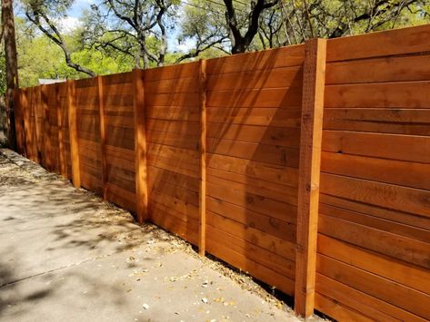 Horizontal Wood Fence, Nook Furniture, Picket Fencing, Cedar Fencing, Wood Fencing, Wood Fence Design, Cattle Panels, Picket Fences, Fence Designs