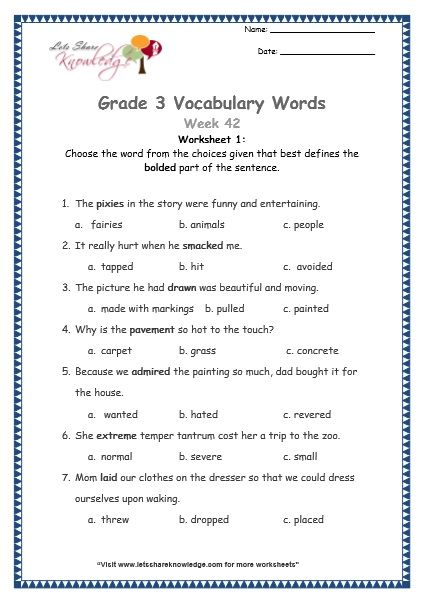 Grade 3: Vocabulary Worksheets Week 42 3rd Grade Vocabulary Worksheets, Grade 3 Worksheets, Create Worksheets, Multiplication Word Problems, 3rd Grade Math Worksheets, Kid Life, 2nd Grade Math Worksheets, Happy Birthday Greetings Friends, English Worksheets For Kids