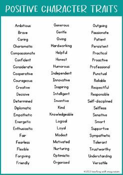 Positive and Negative Character Trait Lists by Teaching With Imagination Negative Character, Negative Character Traits, Character Traits List, Positive Character Traits, Negative Traits, Self Centered, Character Trait, Positive And Negative, Teachers Pay Teachers