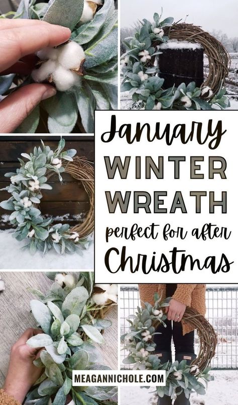 Looking for a cheap and easy way to make a diy winter wreath?! A front door winter wreath is exactly what we all need in January! A DIY winter wreath after Christmas is one way to continue to stay cozy this time of year! Honestly, January winter wreaths for your front door should become a trend! Go to MeaganNichole to learn how to make your own DIY winter wreath! Winter Wreaths After Christmas, Seasonal Wreaths Diy, Diy Wreaths Easy, Diy Winter Wreath, Making Bows For Wreaths, Winter Wreath Diy, Homemade Wreaths, Easy Wreaths, Easy Diy Wreaths