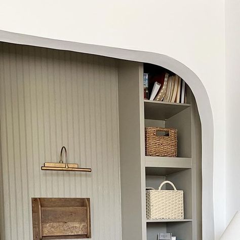 Bookcase In Closet Ideas, Closet Made Into Office, Diy Closet Office Ideas, Built In Closet Desk, Diy Cloffice, Diy Office Space, Desk In Closet, Computer Closet, Recessed Wall Niche Ideas