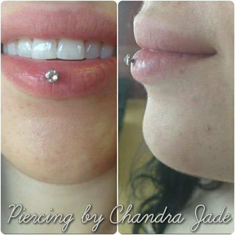 Inverse lip piercing with a 4mm cz end Lip Piercing Labret, Best Pink Lipstick, Ashley Piercing, Small Lips, Face Piercings, Body Jewelry Piercing, Pink Lipstick, Lip Piercing, Pinto Beans