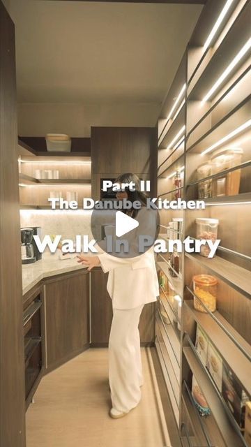 Osama El Shahed Group on Instagram: "A Day with #ShahedKitchens THE DANUBE KITCHEN  The art of the concealed. Maximum functionality and aesthetics ✅Sliding Divider - long gone is the argument of a closed or open kitchen. You can now have both! ✅Sliding backsplash ✅Porcelain countertops  ✅Partitioned units  ✅Base spice rack ✅Folding tap ✅Concealed hood  ✅Glass units  ✅Built in plate racks ✅Built under fridge ✅Built in dishwasher   ✅Walk In Pantry - PART 2 ✅Microwave Trim ✅Corner Carousel Unit ✅Rail System  ✅Wicker baskets   ✅Walk In Laundry - PART 3  #CreateTheLook with a Shahed Group designer! 📍36 Gamaet El Dowal El Arabeya, Mohandiseen, Cairo, Egypt ————————————————————— #shahedgroup #elshahedgroup #shahedkitchens #shahedinteriors #interiordesign #interiors #homedecor #homeideas #designi Spice Rack Behind Backsplash, Sliding Backsplash, Concealed Pantry, Walk In Pantry With Countertop, Pantry With Fridge, Sliding Divider, Kitchen Divider, Fridge Design, Painted Vanity Bathroom