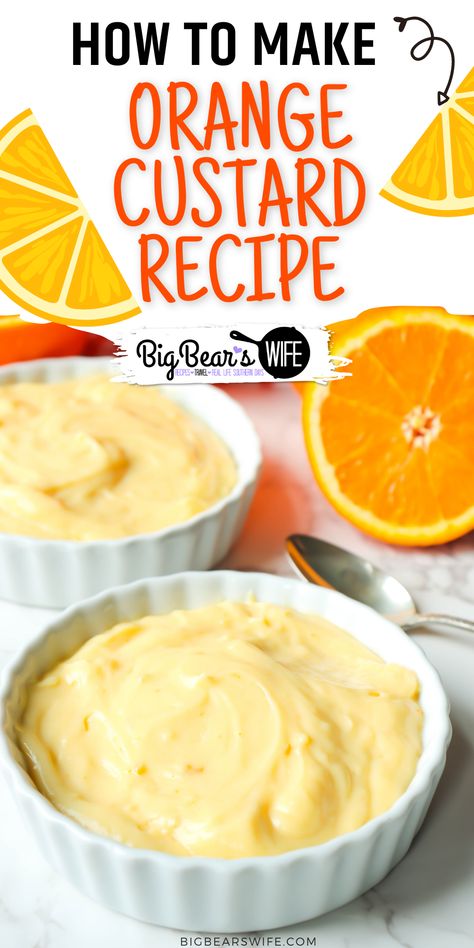 Orange Dessert Recipes, Orange Pudding Recipe, Homemade Custard Recipe, Fruit Custard Recipe, Orange Custard, Pudding Homemade, Orange Pudding, Orange Recipes Dessert, Cake Filling Recipes