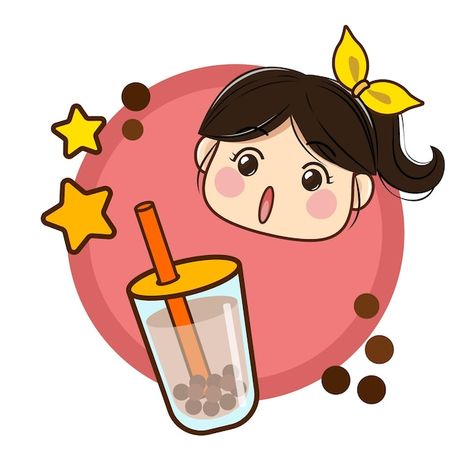 Vector milk tea cute girl | Premium Vector #Freepik #vector #cute #girl-vector #girl-vector-character #vector-girl Milktea Logo Ideas, Milktea Logo, Milk Tea Logo, Vector Girl, Tea Logo, Girl Vector, Character Vector, Vector Character, Logo Ideas