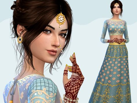 Sims 4 Henna Cc, Sims 4 Sari Cc, Sims 4 Indian Cc, Custom Sims, Indian Lifestyle, Arabic Clothing, Sims 4 Mm Cc, Sari Dress, Sims 4 Mm