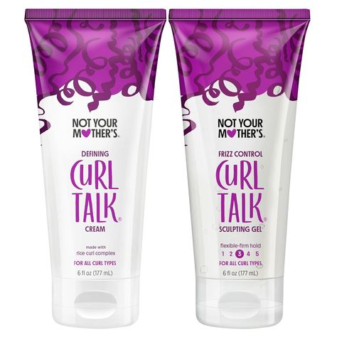 Not your Mother's Curl Talk cream and gel set is a good cream for textured hair! It has a good amount that is 6 fl oz per bottle. They both have a good hold when applied to the hair after washing. I am a affiliate. Hair Gel For Curly Hair, Hair Definition, Gel For Curly Hair, Curl Talk, Control Frizzy Hair, Curl Types, Hair Curl, Curl Defining, Curl Defining Cream