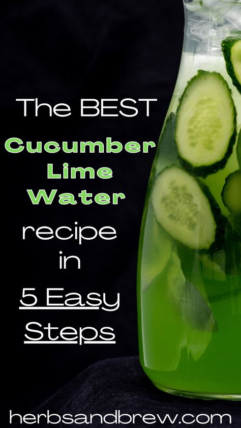 The BEST Cucumber Lime Water Recipe in 5 Easy Steps - Herbs and Brew Cucumber Lime Water Recipe, Lime Cucumber Water, Cucumber Lime Water, Lime Water Benefits, Lime Water Recipe, Cucumber Water Recipe, Spa Water Recipes, Lime Infused Water, Lemon Mint Water