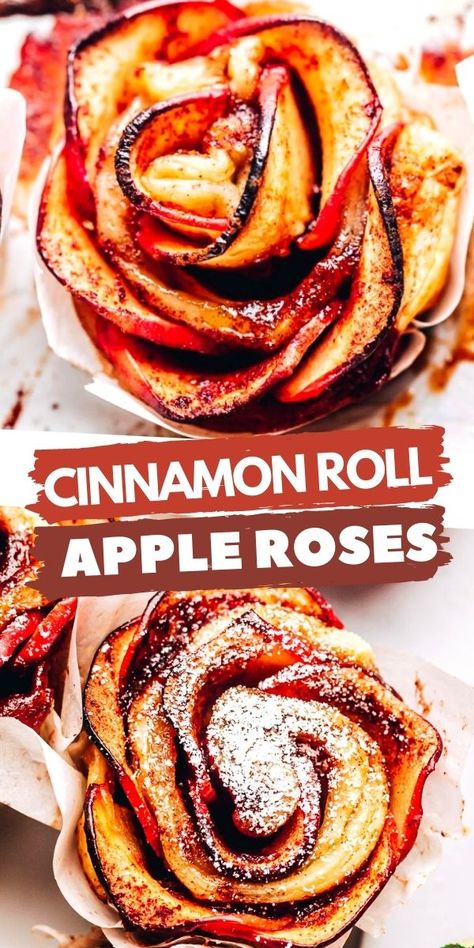 Cinnamon Roll Apple Roses with super apple roses recipe with delicious buttery cinnamon roll flavor. Apple Pie In A Apple, Apple Cream Cheese Rose Tarts, Cinnamon Roll Apple Roses, Apple Cinnamon Triangles, Mini Apple Cinnamon Rolls, Apple Flowers Dessert, Edible Apple Flowers, Apple Rose Cinnamon Rolls, Cinnamon Roll Roses