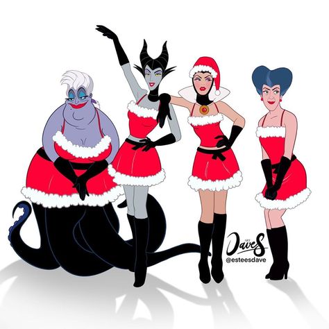 Dave Salamanca R. on Instagram: “It’s X-MAS B*tch!!! 🖤❤️ #esteesdave  #waltdisney #disney #fanart #meangirls #chicaspesadas #disneyplus #jinglebellrock #disneygay…” Disney Merry Christmas, Disney Movie Art, Evil Disney, Villain Costumes, Disney Fanart, Disney Characters Videos, Dark Disney, Cute Christmas Wallpaper, Disney Villains Art