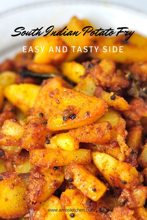 South Indian Style Homemade Potato Fry is a spicy and crispy side dish for rice… Aloo Fry Indian Style, Potato Fry Recipes Indian, Potato Fry Indian, Potato Recipes Indian, Potato Fry Recipe, Bebek Goreng, Baby Potato Recipes, Fried Potatoes Recipe, Baby Potato