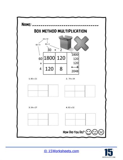 Box Method Multiplication, Distributive Property Of Multiplication, Multiplication Worksheet, Properties Of Multiplication, Holiday Science, Multiplication Problems, Kindergarten Social Studies, Distributive Property, Multiplication Worksheets