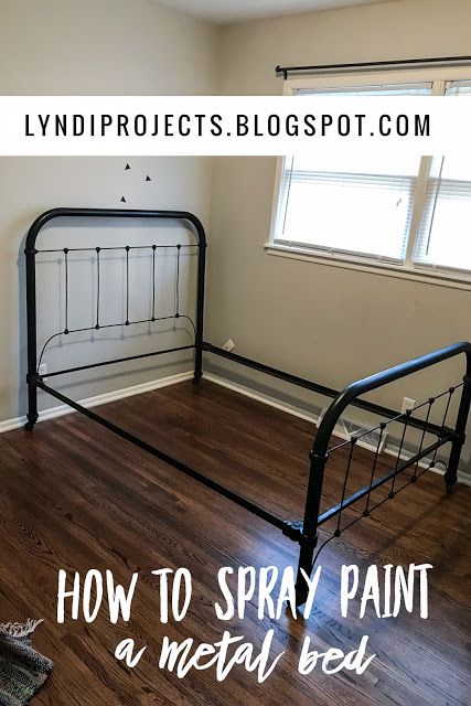 Lyndi's Projects: How To Paint a Metal Bed Frame Spray Paint Iron Bed Frame, Brown Metal Bed Frame Bedroom Ideas, Paint A Metal Bed Frame, How To Paint A Metal Bed Frame, How To Paint Iron Bed Frame, Paint Iron Bed Frame, How To Paint A Brass Bed, Metal Bunk Bed Makeover Diy, Repaint Metal Bed Frame