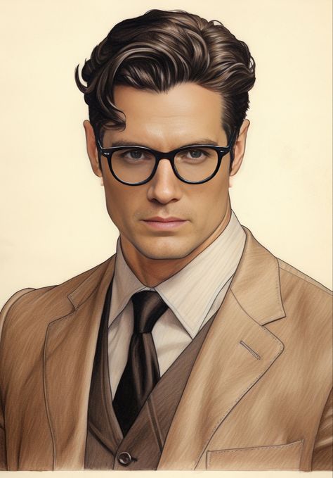 Clark Kent Comic Icons, Clark Kent Art, Clark Kent Glasses, Superman Hair, Shorter Hairstyles, Henry Cavill Superman, Henry Superman, Superman Clark Kent, Superman Story