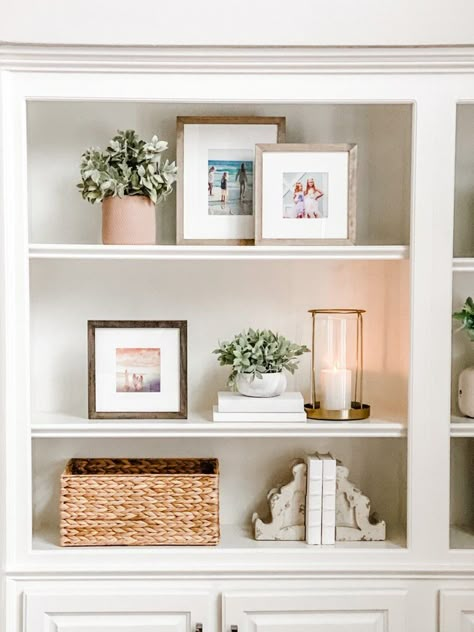 Bookcase Styling - Essential Pieces for a New Look — Jenny Reimold White Book Shelf, Jenny Reimold, Styling Bookshelves, Shelf Decor Living Room, Decorating Bookshelves, Bookcase Styling, Bookcase Decor, Square Photo, Farmhouse Shelves