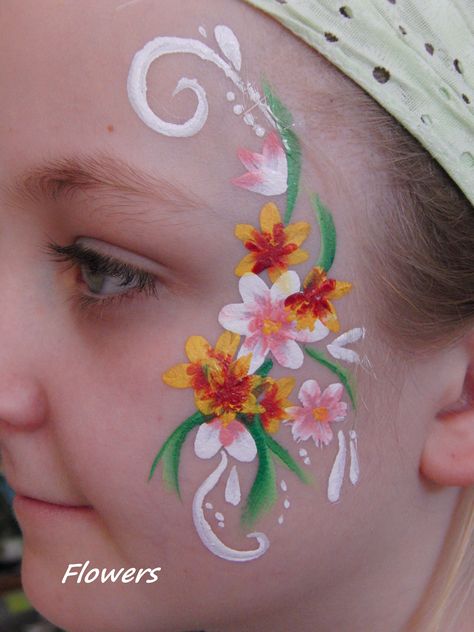 Face painting Flowers Flowers Face Painting, Ladybug Face Paint, Gopi Dots, Flower Face Paint, Easy Face Painting Designs, Face Painting Flowers, Rainbow Face Paint, Butterfly Face Paint, Rainbow Face