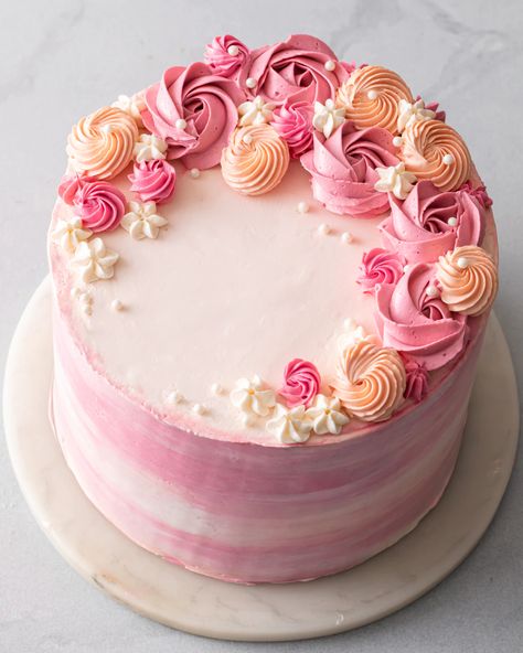 Watercolor Buttercream Cake - by Tessa Huff Tårta Design, Buttercream Cake Designs, Cake With Flowers, Pastel Cakes, Buttercream Cake Decorating, Watercolor Cake, Smooth Cake, Simple Cake Designs, Easy Cake Decorating