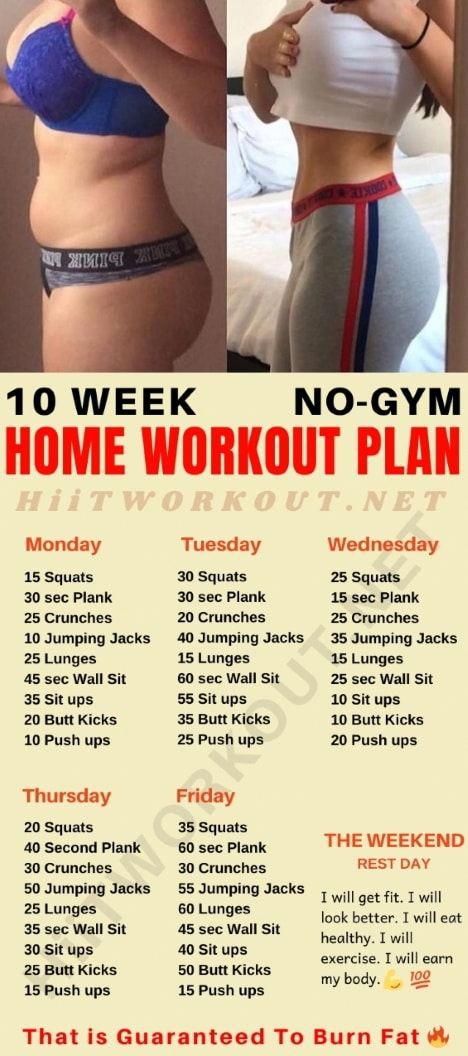 10 Week Workout Plan, 10 Week Workout, Home Workout Plan, Beginner Workouts, Weekly Workout Plans, Gym Home, Workout Plan For Beginners, Fitness Routines, Fitness Plan