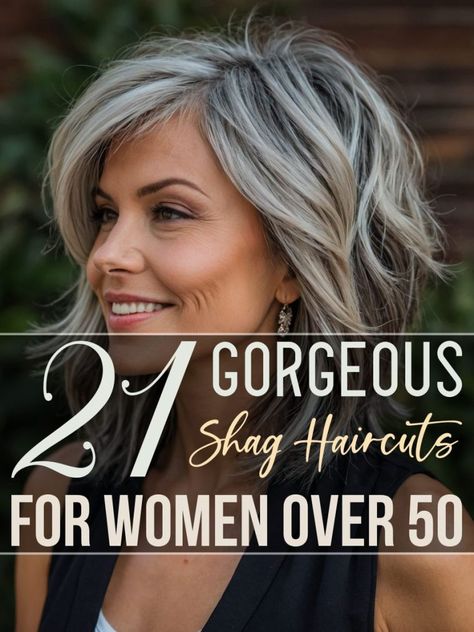 Shaggy haircuts are truly fabulous! With their effortlessly messy and ultra-modern vibe, they can be styled in short, mid, or longer lengths while always exuding a chic look. For many women, especially those over 50, longer hair can sometimes give an older appearance. A shag cut can be a refreshing change that enhances your style at any age. Shag Haircuts For Women Over 50, Shag Hairstyles Medium Over 50, Mid Length Hairstyles For Women Over 50, Mid Short Hair, Shaggy Layered Hairstyles, Shag Haircuts For Women, Shag Cut, Modern Shag Haircut, Womens Haircuts Medium