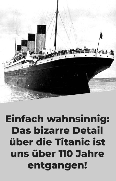 n der Nacht vom 14. auf den 15. April 1912 kollidierte die RMS Titanic auf ihrer ersten Fahrt im Nordatlantik mit einem Eisberg und versank zwei Stunden und vierzig Minuten später. Die Tragödie ist auch nach über 110 Jahren in unseren Köpfen präsent. Ein bizarres Detail über das Schiff ist uns allerdings über 110 entgangen. Dir auch? Titanic Second Class Cabin, Titanic Wreckage, Titanic Ship Sinking, Titanic Lifeboats, Rms Titanic, Titanic