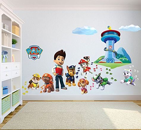 Paw Patrol Bedroom Ideas For Boys, Paw Patrol Wall Decor, Paw Patrol Bedroom, Paw Patrol Room, 3d Bedroom, Paw Birthday, Large Wall Stickers, Small Kids Room, Mural 3d