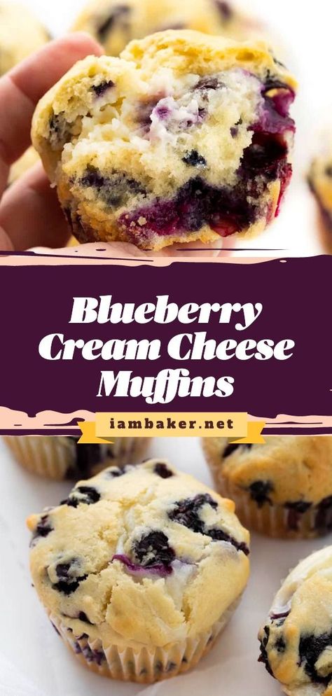 Take your classic blueberry dessert up a notch with this easy dessert to impress! Blueberry Cream Cheese Muffins are sweet treats that look like traditional muffins with a cream cheese center! They also make a great Spring dessert idea! Cream Cheese Filled Muffins Recipes, Easy Blueberry Cream Cheese Muffins, Blueberry Muffin With Cream Cheese, Recipes With 4 Oz Cream Cheese, Blueberry Lemon Cream Cheese Bread, Gluten Free Cream Cheese Muffins, Muffin Recipes Cream Cheese, Quick Cream Cheese Recipes, Keto Blueberry Cream Cheese Muffins