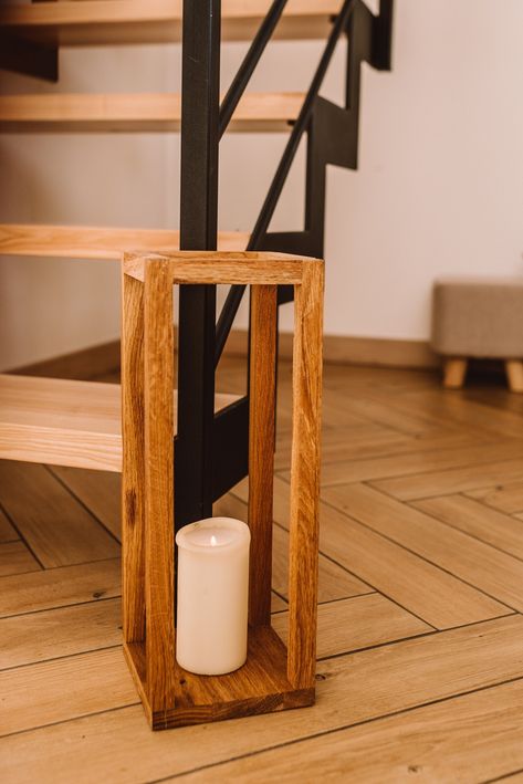 Wooden Latern, Floor Table, Decoration For Home, Large Candles, Candle Lanterns, Modern Garden, Oak Wood, Modern Decor, Tea Lights