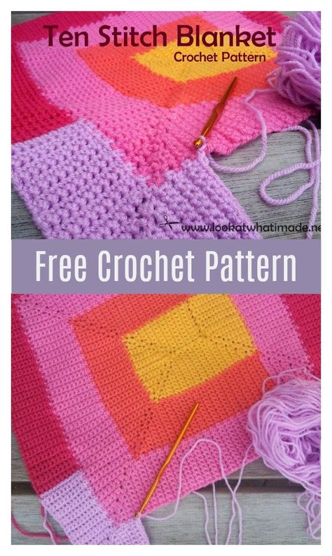 Ten Stitch Blanket Free Crochet Pattern Crochet 10 Stitch Blanket, Ten Stitch Blanket, 10 Stitch Blanket, Vintage Crochet Dresses, Crochet Patterns Ideas, Scrap Yarn Crochet, Stitch Blanket, Beginner Crochet Tutorial, Amazing Crochet