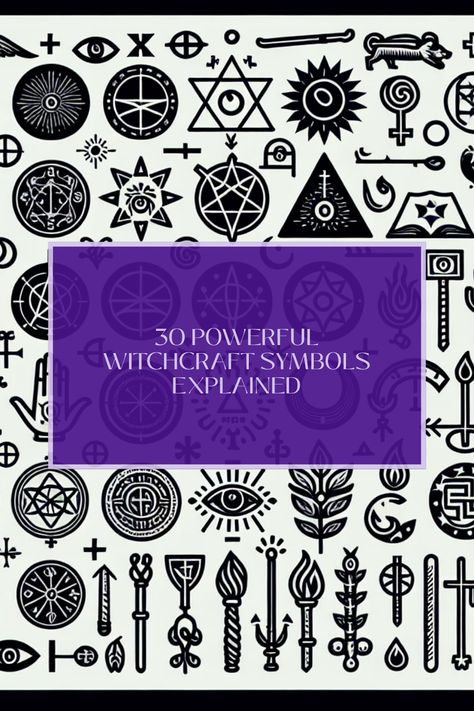 Discover the fascinating world of witchcraft with our guide to 30 powerful symbols and their meanings. Whether you're just starting your journey in witchcraft or are seasoned in Spiritual practices, understanding these symbols can enhance your rituals and daily life. Each symbol carries its own energy and belief, helping to connect you with nature and the universe. From the pentacle to the ankh, find clarity in your spiritual path. Trace your own connection to these symbols, and make each symbol a part of your unique practice. Embrace the wisdom of witchcraft symbols now! Witchy Symbols And Meanings, Black Magic Symbols, Witch Symbols And Meanings, Witchcraft Basics, Symbols And Their Meanings, Witchcraft Movie, Witchcraft Symbols, Witchcraft Shop, Witch Symbols