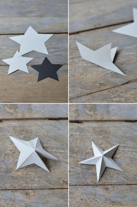 DIY Paper Art Projects – Learn How to Make 3D Paper Stars [Video Tutorial Included]  [ Read More at http://homesthetics.net/diy-paper-art-projects-learn-make-3d-paper-stars-video-tutorial-included/ © Homesthetics - Inspiring ideas for your home.] Vika Papper Jul, Folded Paper Stars, 3d Paper Star, Diy Paper Art, Paper Art Projects, Navidad Diy, Star Diy, Paper Stars, Noel Christmas