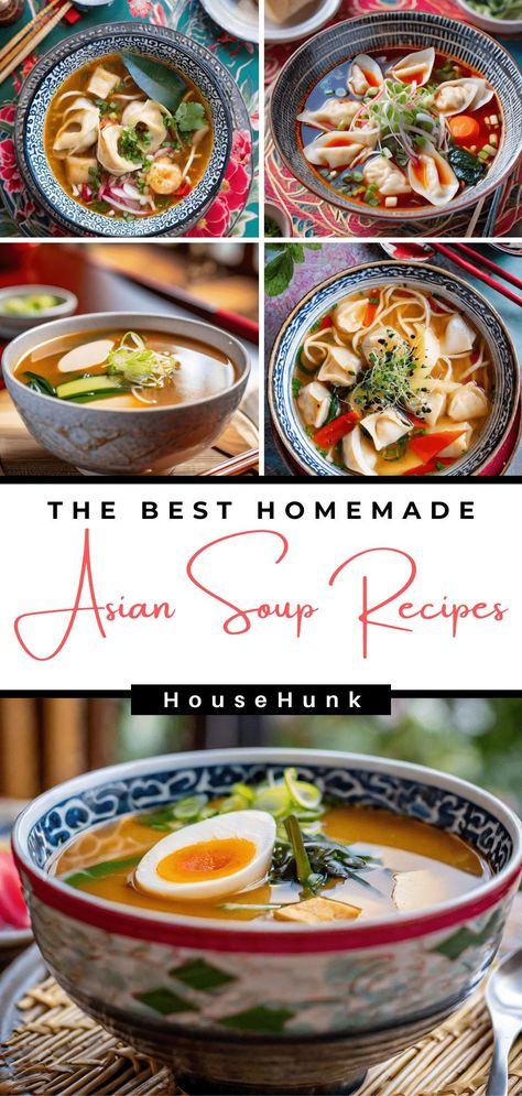 Embark on a flavorful journey with these Asian soup recipes! 🍜 From Thai Coconut Chicken to Korean Jjamppong, each bowl is a symphony of savory delights. Warm up your evenings with these soul-warming recipes! #AsianSoups #ComfortFood #SoupRecipes Asian Style Soup Recipes, Korean Soup Noodles, Easy Chinese Soup, Healthy Korean Soup Recipes, Korean Jjamppong, Asian Chicken Soup, Korean Soup Recipes, Warming Recipes, Healthy Korean Recipes