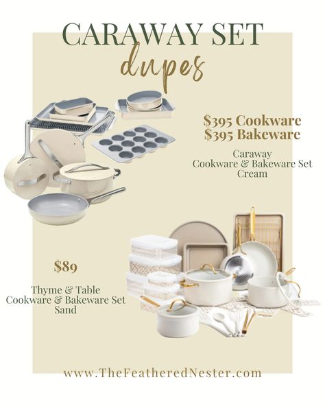 This Caraway Cookware dupe is absolutely adorable, and you can get it for less than one hundred dollars. Get your hands on this sought-after item before supplies run out. Caraway Cookware, Must Have Kitchen Appliances, Essential Kitchen Items, Cookware Storage, Nonstick Cookware Sets, Nonstick Cookware, Bakeware Set, Cookware Sets, Personal Space