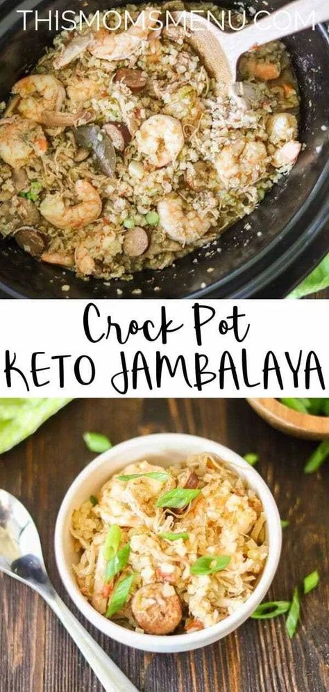 Keto Crockpot recipe! All the flavors of traditional jambalaya with the ease of a slow cooker and none of the carbs! This low carb jambalaya couldn't be any easier and will quickly become your family's favorite comfort food! Cornbread Cast Iron, Low Carb Jambalaya, Crock Pot Keto, Crockpot Jambalaya, Fagioli Soup, Keto Crockpot, Keto Crockpot Recipes, Pasta Fagioli, Crockpot Recipe