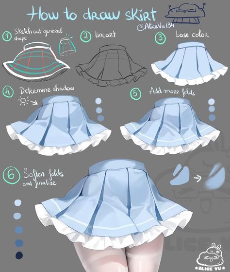 Clothes Shading, Fabric Study, Anime Skirts, Sketch Board, Shading Drawing, Cloth Ideas, Manga Tutorial, Digital Art Beginner, Drawing Anime Clothes