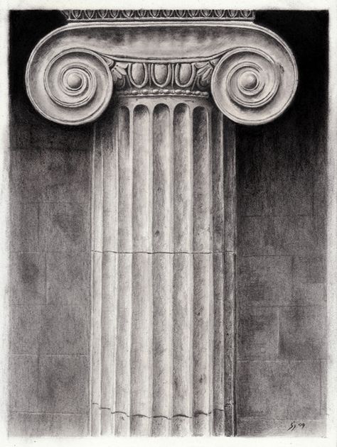 Column by alessium.deviantart.com on @deviantART Column Drawing, Ancient Greek Columns, Column Architecture, Greek Columns, A Level Art Sketchbook, Roman Columns, Empire Romain, Ancient Greek Architecture, Stone Architecture