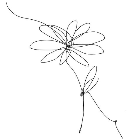 One Line Daisy Drawing, Red Bubble Daisy One Line Drawing, Single Line Daisy Tattoo, One Line Daisy, Daisy Line Tattoo, Line Daisy Tattoo, Line Art Daisy, Daisy Line Drawing, Flower One Line Drawing, Daisy Line Art