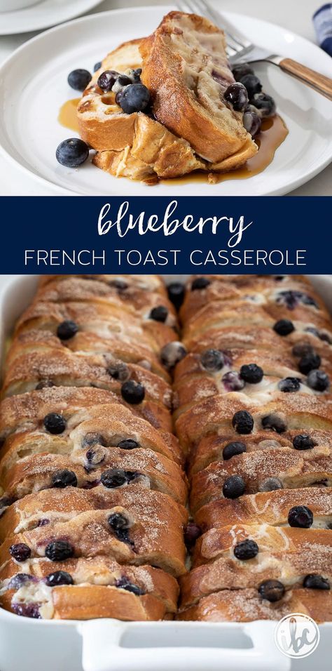 Overnight Blueberry French Toast Casserole Recipe #breakfast #brunch #recipe #frenchtoast #casserole #blueberry #easy#maplesyrup Breakfast To Feed A Crowd, Bread And Cream Cheese, Blueberry French Toast Bake, Blueberries And Cream, French Toast Casserole Recipe, Blueberry French Toast Casserole, French Toast Casserole Recipes, Overnight French Toast, Toast Casserole