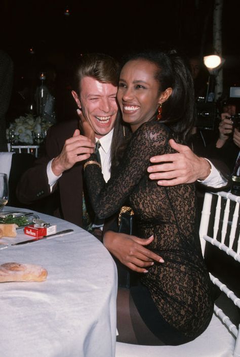 David Bowie And Iman, Bowie And Iman, Iman Bowie, Supermodel Iman, Wedding Dress Halter Neck, Iman And David Bowie, Hollywood Couples, Munaluchi Bride, Ziggy Stardust